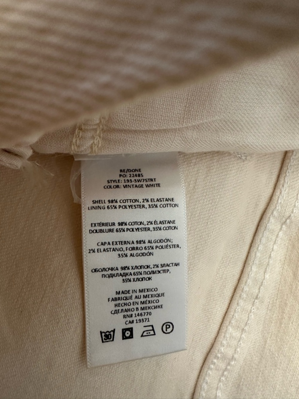 Re/Done Originals 70's Straight Jeans in Vintage White Women Size 23 NWT $250 - Picture 11 of 12
